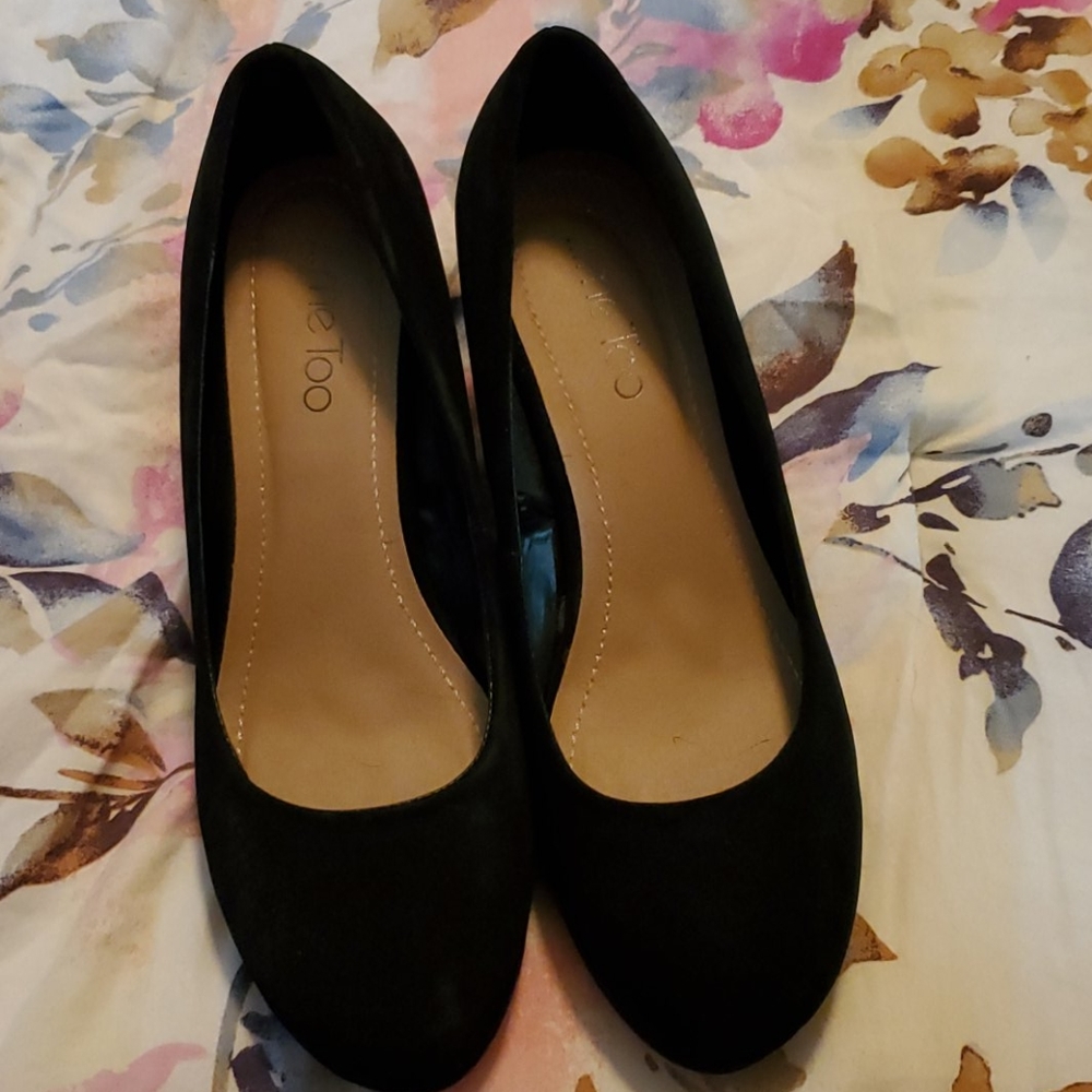 Black suede wedges